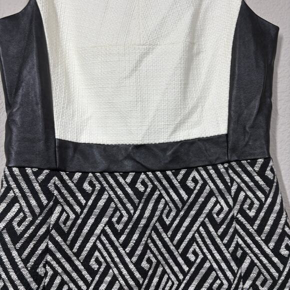 4. Collective 4 Chelsea Tweed Sheath Dress Ivory Black Geometric Sleeveless - Picture 4 of 9